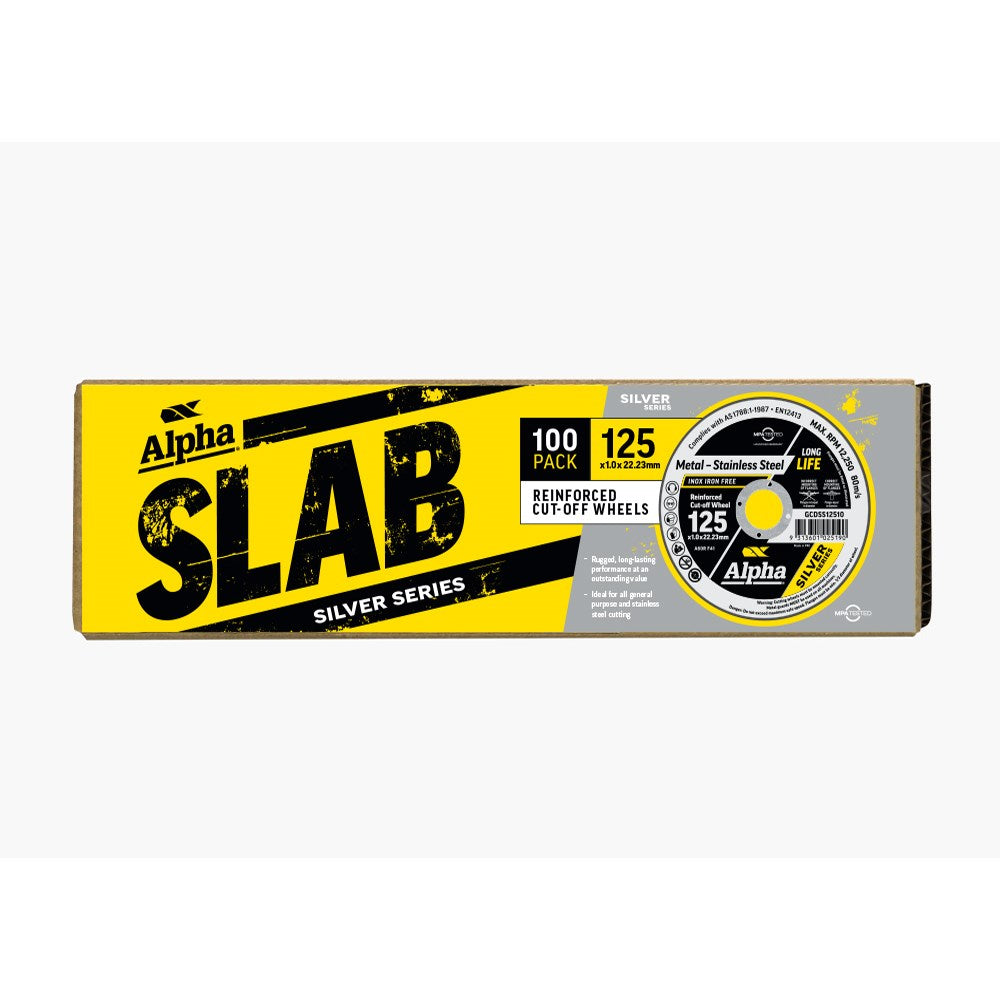 Alpha - Slab Cutting Disc 125 x 1.0mm Silver Series Pack of 100