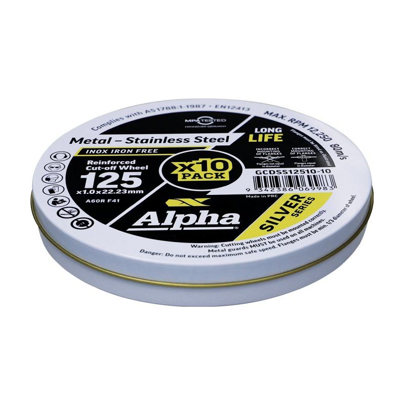 Cutting Disc 125 x 1mm Silver Series Trade Tin (Pk 10)