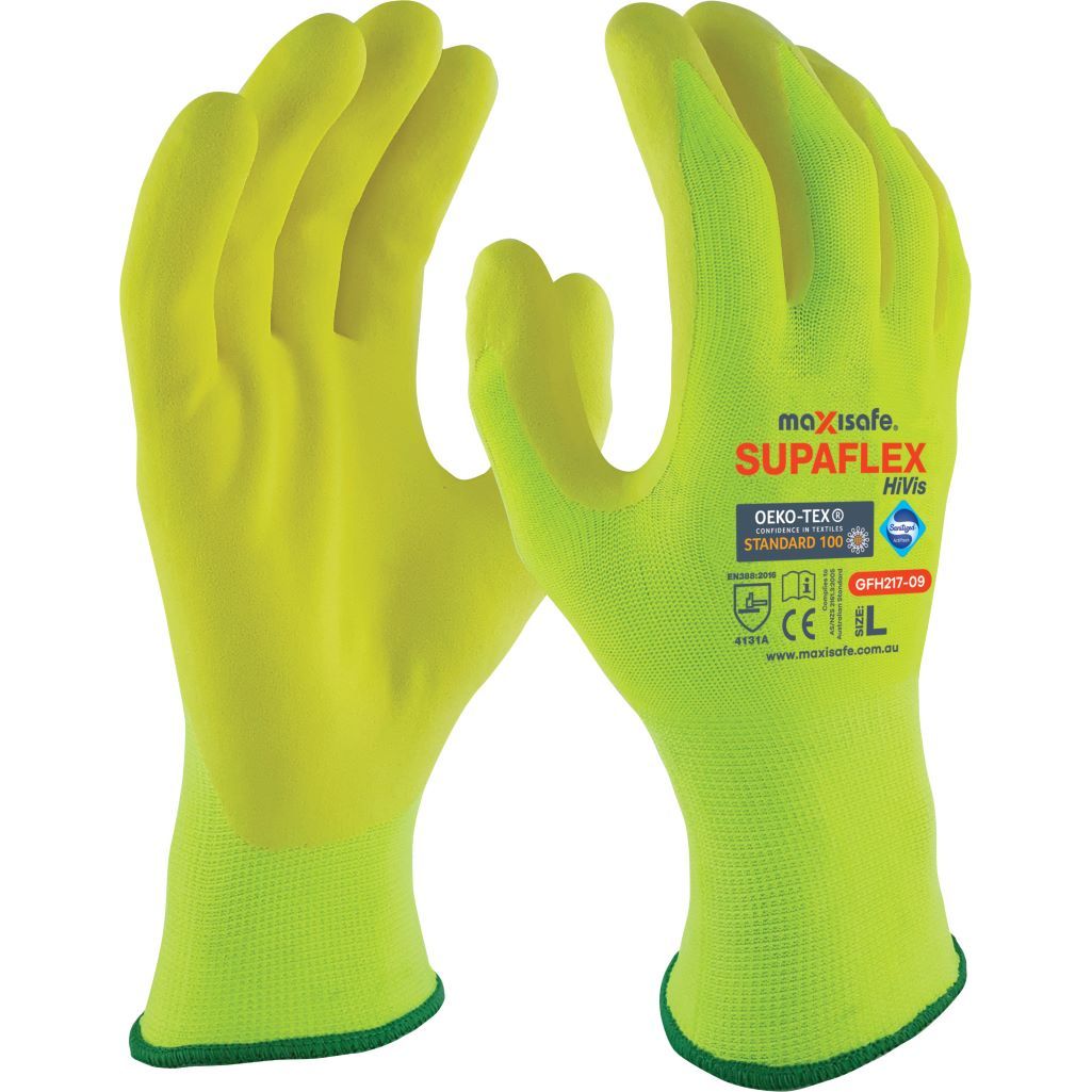 Maxisafe - Supaflex Hi-Vis Yellow Glove - Large - Brown