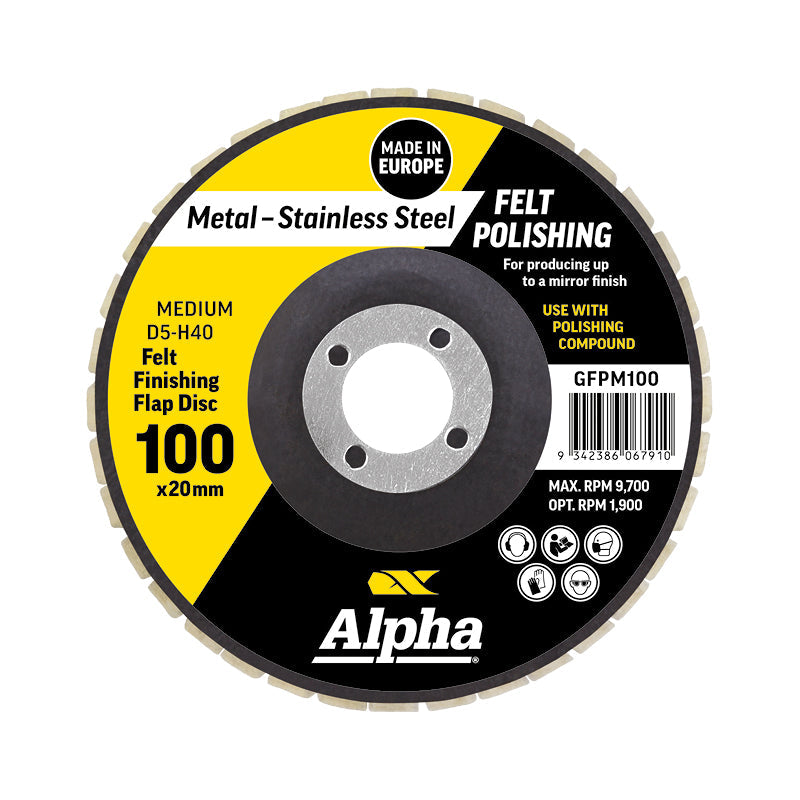 Felt Polishing Flap Disc 100mm Medium D5-H40 Bulk