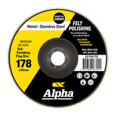 Felt Polishing Flap Disc 178mm Medium D5-H40 Bulk