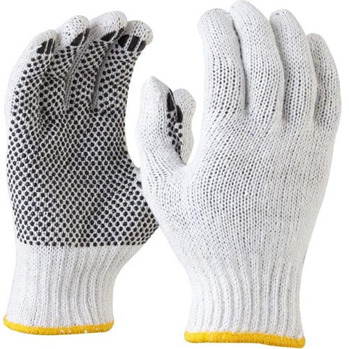 Maxisafe - Bleached Knitted Poly Cotton Polka Dot Glove - Pack of 12