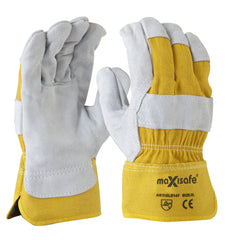 Maxisafe - Workman Grey Split Palm, Yellow Cotton Back Glove - XLarge