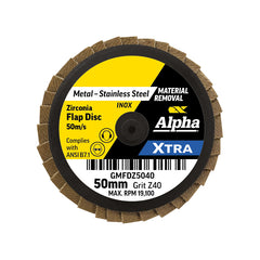 Mini Flap Disc R Type 50mm Z40 Grit XTRA Bulk