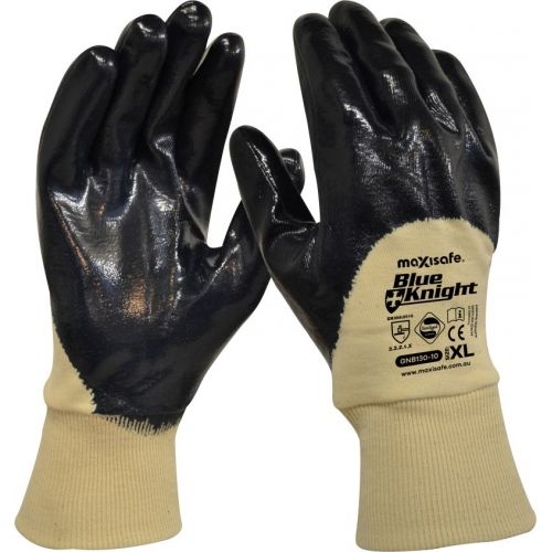 Maxisafe - Blue Knight Heavy Duty Nitrile 3/4 Coated Glove With Knit Wrist | GNB130