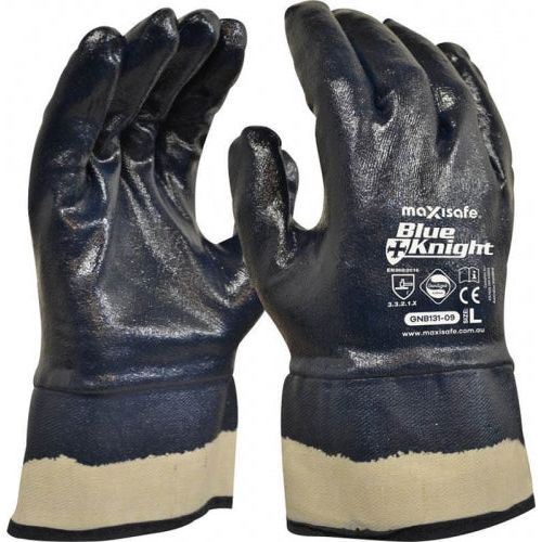 Maxisafe Blue Knight Nitrile Fully Coated Glove with Safety Cuff | GNB131 Large