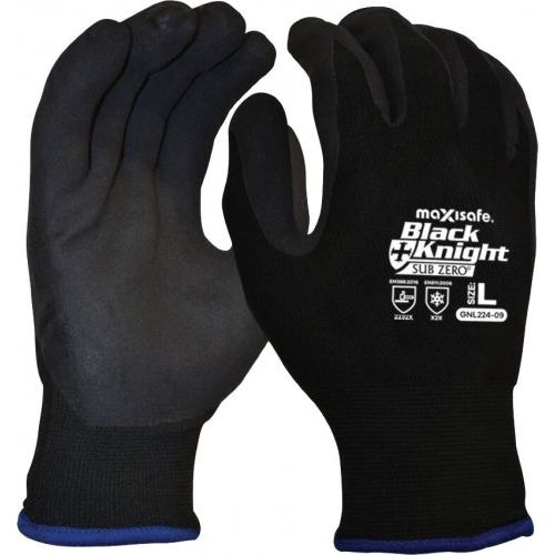 Maxisafe Black Knight Sub Zero Thermally Lined Glove with Latex Gripmaster Coating Technology | GNL224 Medium