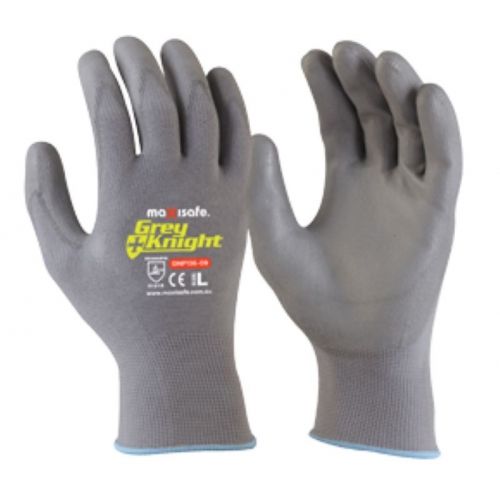 Maxisafe - Grey Knight Nylon Glove, Grey Pu Coated  | GNP136