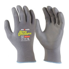 Maxisafe Grey Knight Nylon Glove with Polyurethane (PU) Palm Coating | GNP136 XS