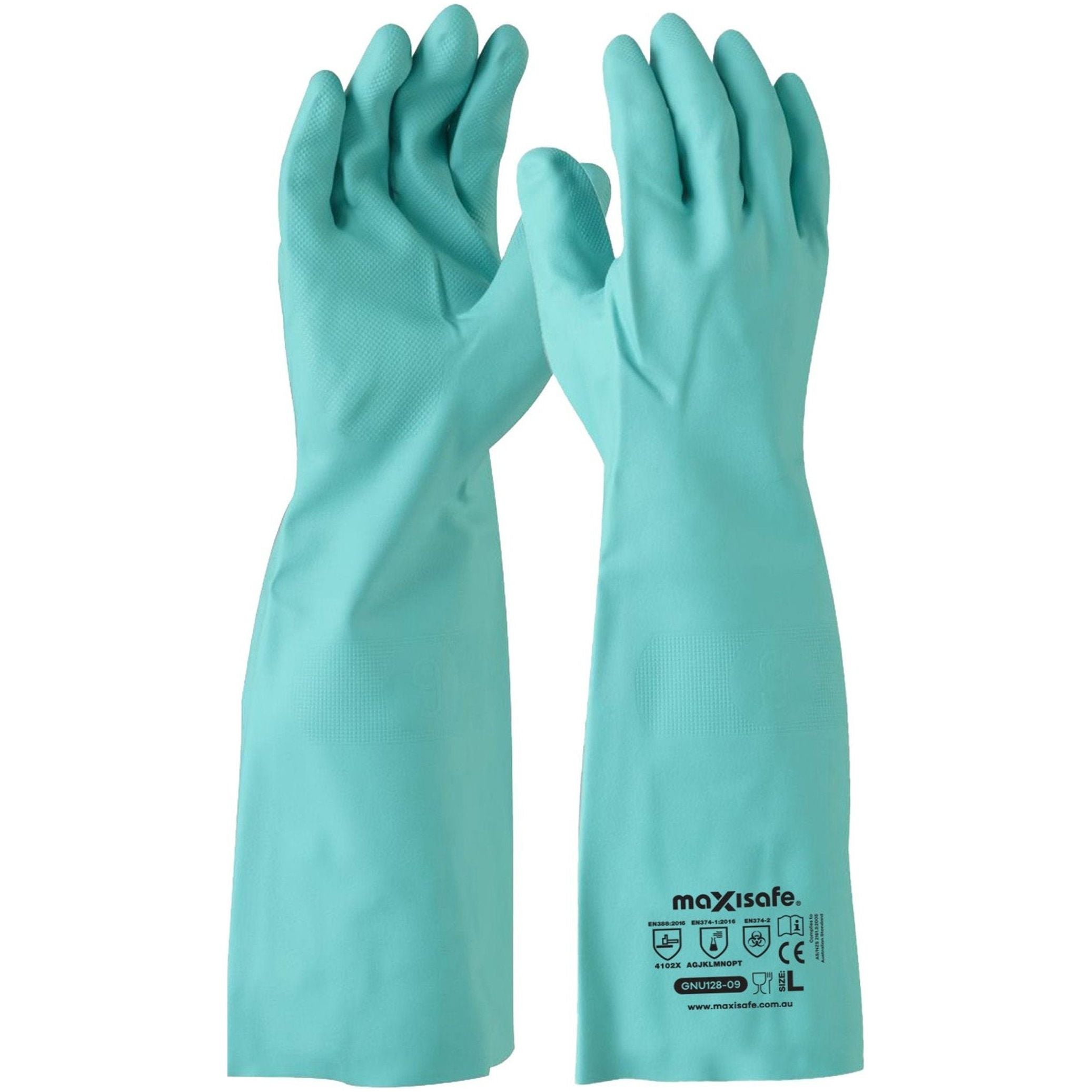 Maxisafe - Green Nitrile Chemical Gauntlet - 45cm - Large
