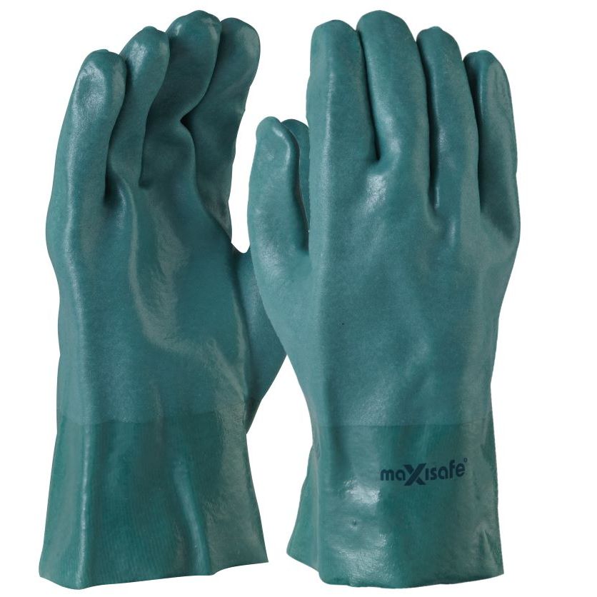 Maxisafe - Green Double Dipped PVC Glove - 27cm