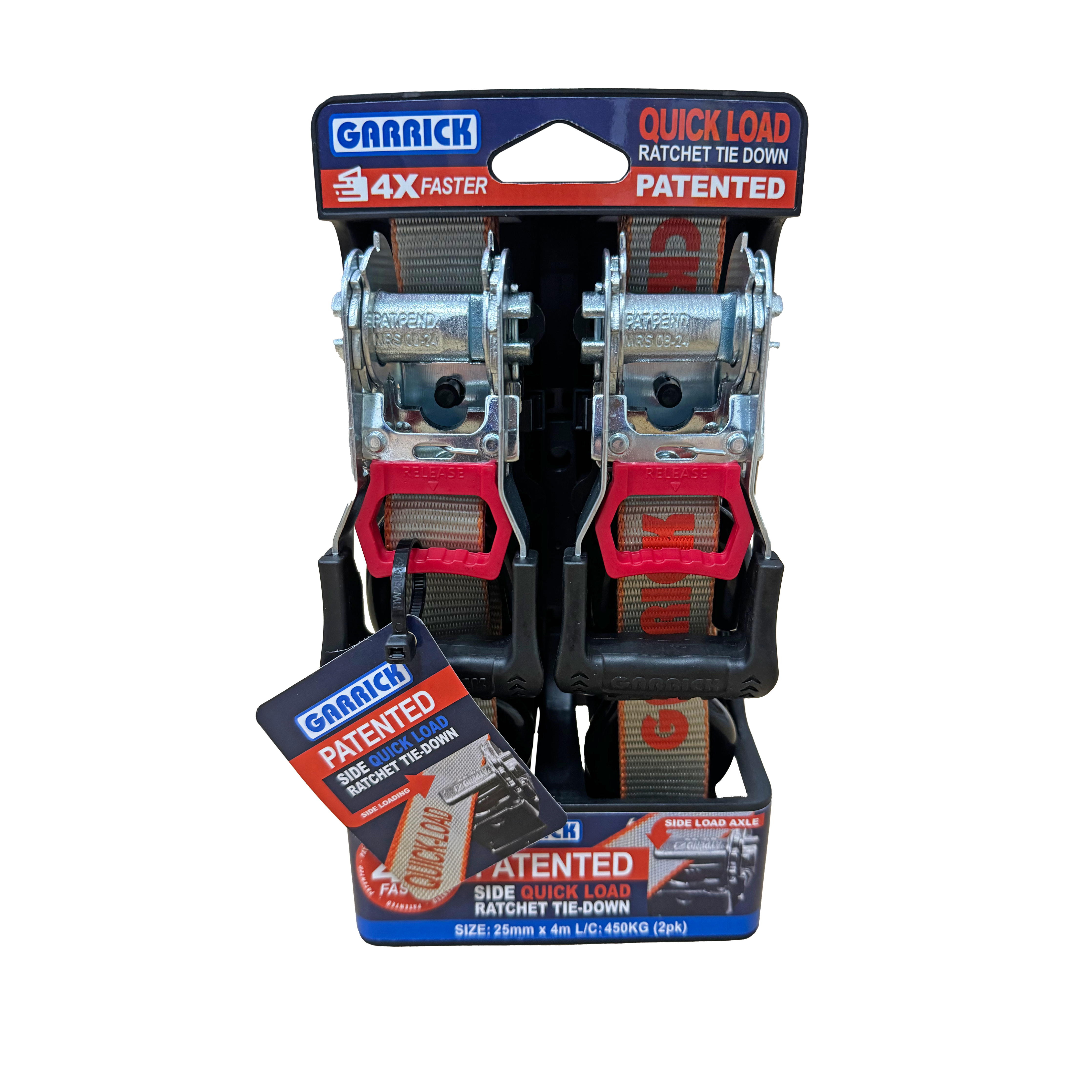 Garrick Herbert - Garrick Quickload Ratchet Tie Downs | GQLRTD 25mm - 4M - 450KG