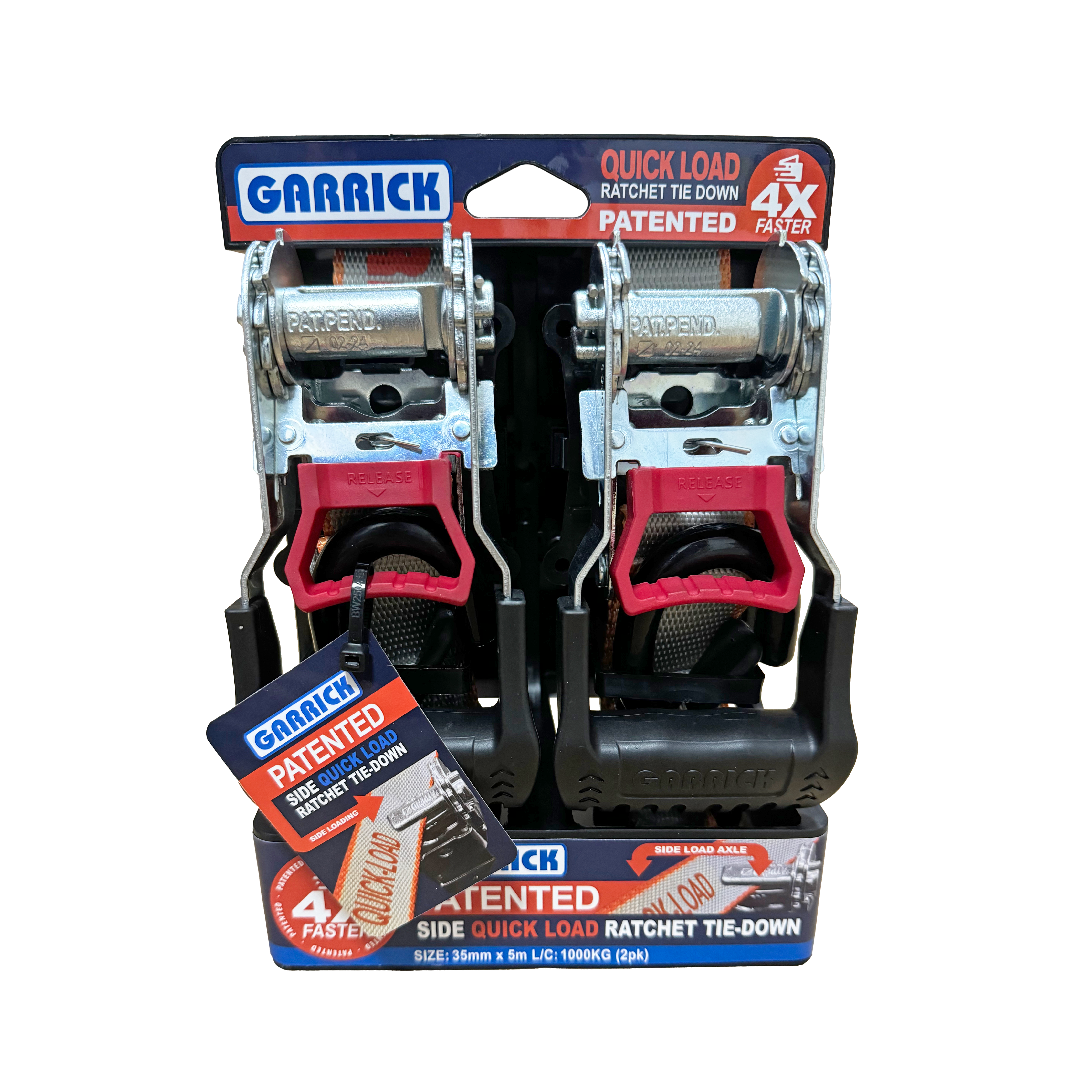 Garrick Herbert - Garrick Quickload Ratchet Tie Downs | GQLRTD 35mm - 5M - 1T