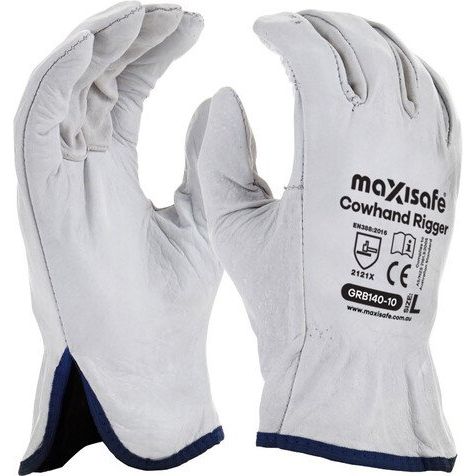 Maxisafe - Natural Full-Grain Leather Rigger Glove - Small - Green