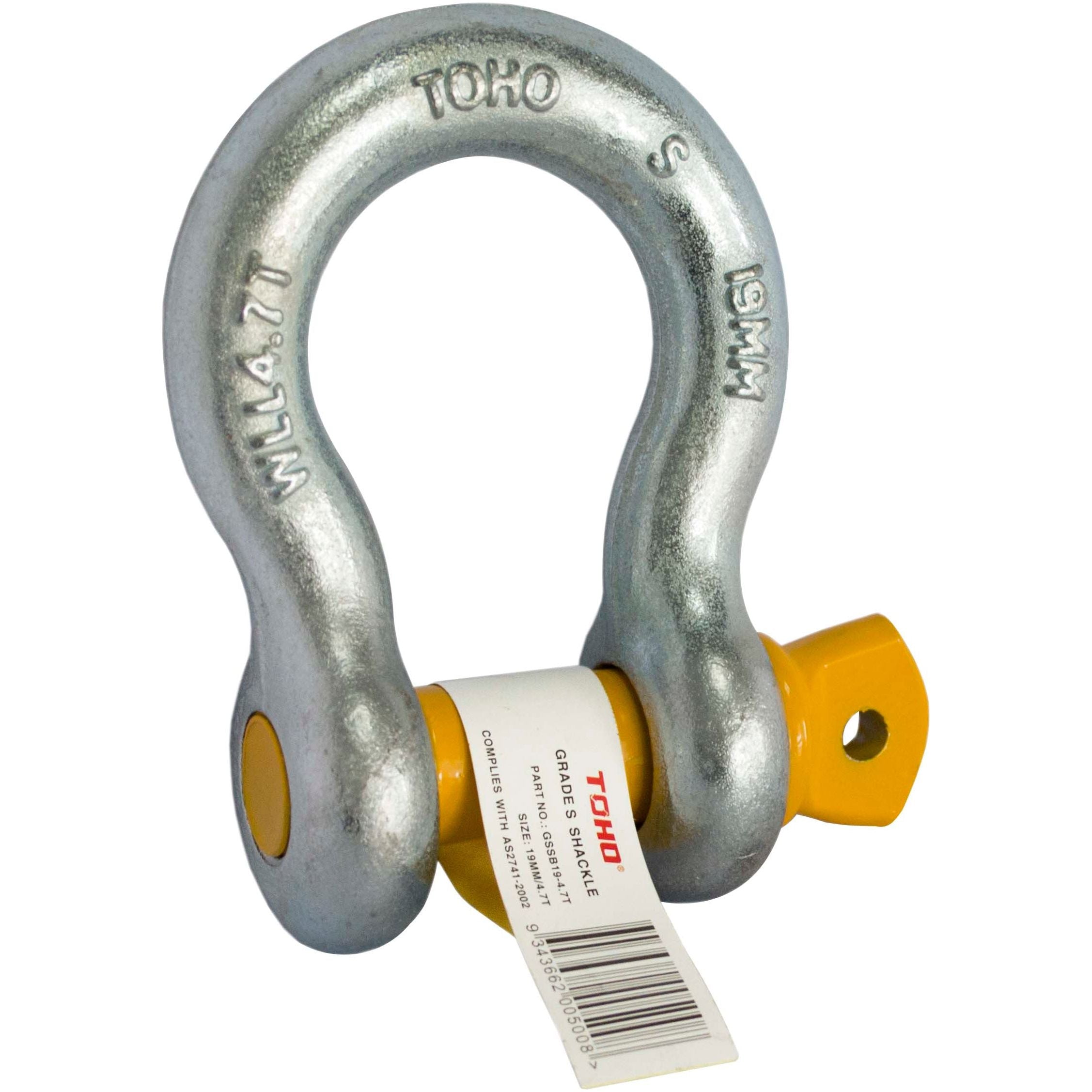 Garrick Herbert - Toho Bow Shackles Galvanised - Grade S | GSSB Body Dia. (mm) - W.L.L. (T) - Dimension A - Dimension B - Dimension C