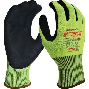 Maxisafe G-Force HiVis Cut Resistant Level D, Nitrile Coated Glove | GTH238 Small