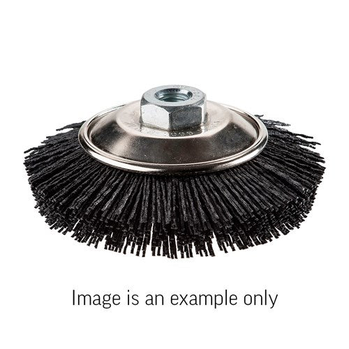Union Dish Brush Nylon #80 Grit Silicon Carbide 125mm Dia M14 - Carded