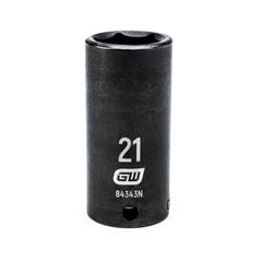 Action 21mm 3/8" Drive 6-point Metric Deep Thin Wall Impact Socket
