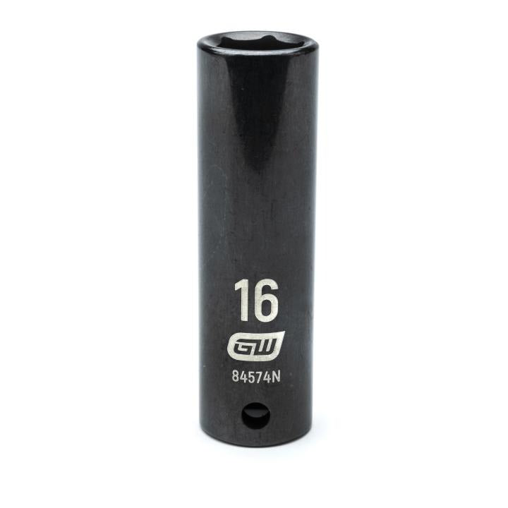 Action 16mm 1/2" Drive 6-point Metric Deep Thin Wall Impact Socket