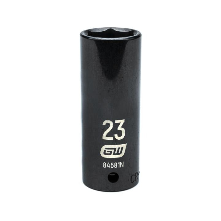 Action 23mm 1/2" Drive 6-point Metric Deep Thin Wall Impact Socket