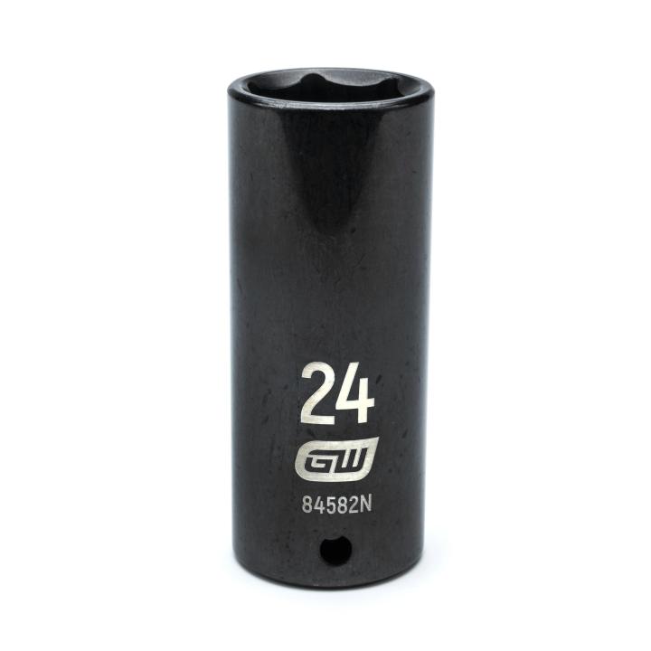 Action 24mm 1/2" Drive 6-point Metric Deep Thin Wall Impact Socket