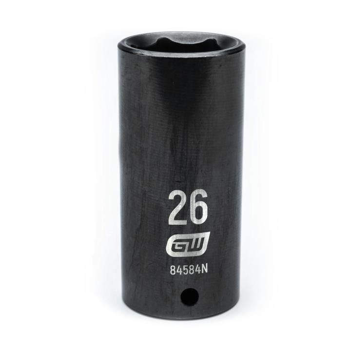 Action 26mm 1/2" Drive 6-point Metric Deep Thin Wall Impact Socket