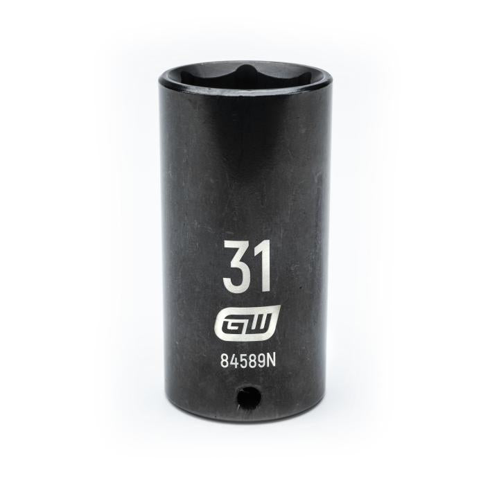Action 31mm 1/2" Drive 6-point Metric Deep Thin Wall Impact Socket