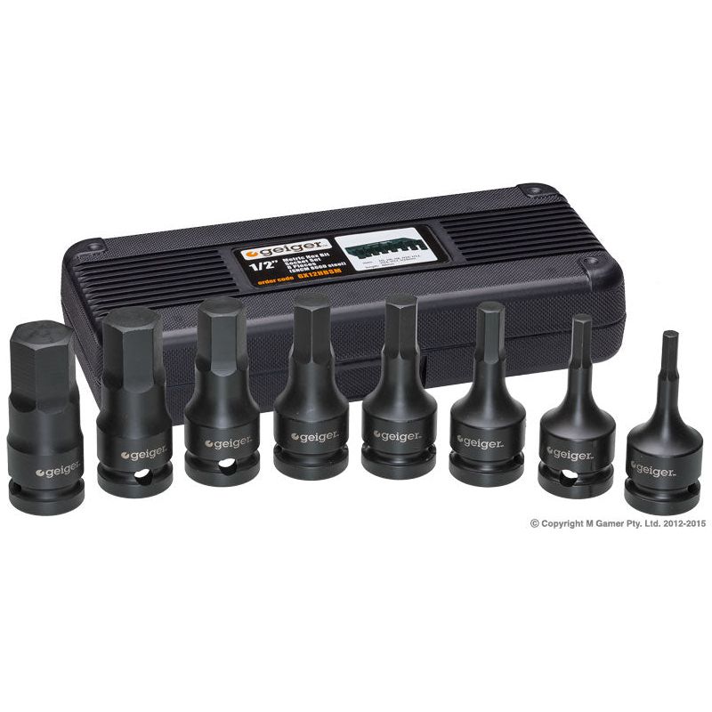 Geiger - 1/2" Drive Metric Hex Bit Set | GX12HBSM