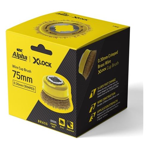 Alpha Cup Brush X-Lock 75mm Brass Wire | 0.30mm Crimped
