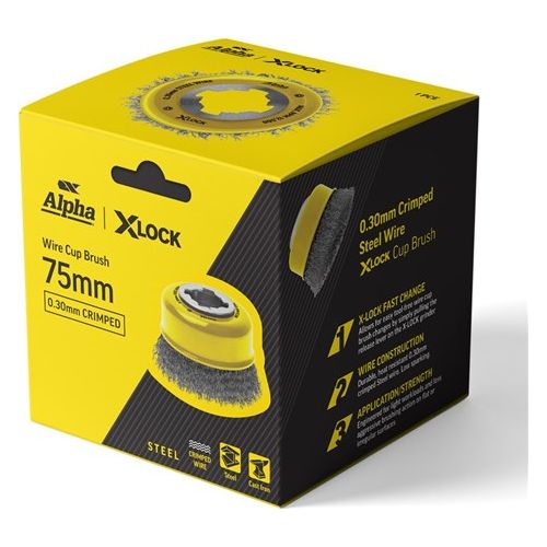 Alpha Cup Brush X-Lock 75mm Steel Wire | 0.30mm Crimped