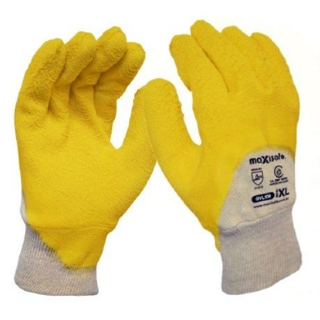Maxisafe - Yellow Latex Coated Glass Gripper Glove, Retail Carded