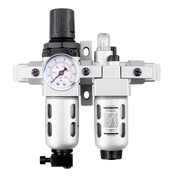 ITM - FRCLM146234-S/G GROZ AIR FILTER REGULATOR LUBRICATOR C/W GAUGE & BRACKET, INTERMEDIATE, 3/8" PORT | GZ-60406