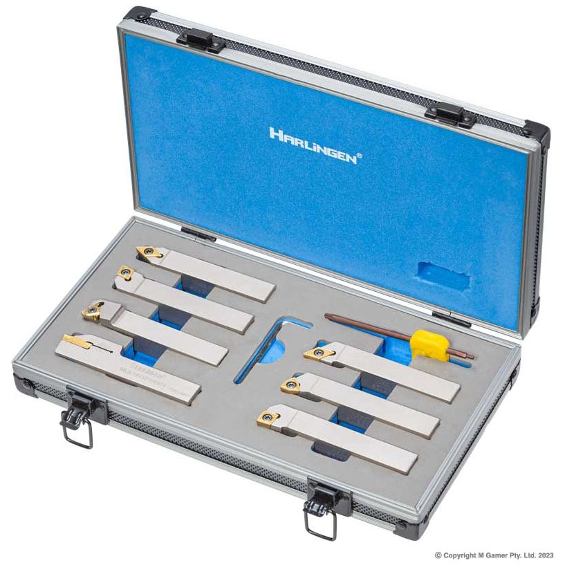 Harlingen - Indexable 7 Piece Nickel Plated Carbide Lathe Tool Set - 20mm | H-11-126-T30