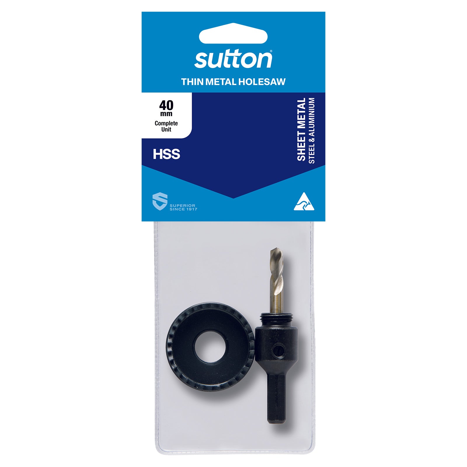 Sutton - Holesaw H101 HSS Sheet Metal W/Arbor Hangpack 40mm | H1010400