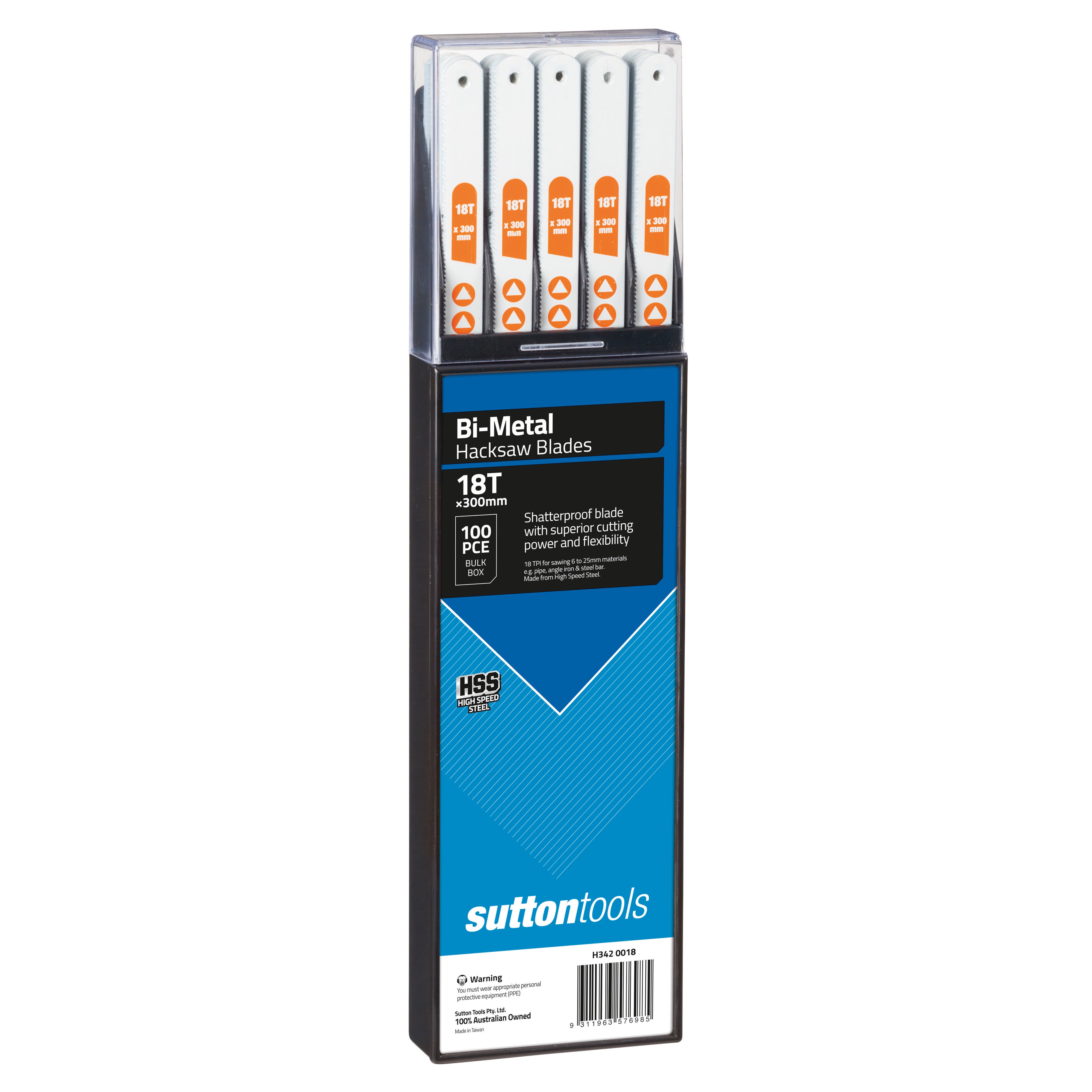 Sutton - Blade H342 Hacksaw Bi-Metal 300mm 18Tpi 100Pk | H3420018