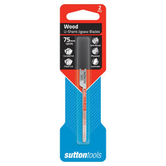 Sutton Tools - 1.5-15mm Blade H459 Jigsaw U-shank Hcs Wood Cur 75mm 19Tpi 2Pk | H4590752
