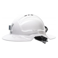 Maxisafe - White Broadbrim Hard Hat W/ Metal Miners Bracket & Ratchet Harness - Made In Australia | HBB57RH-MLV-WH