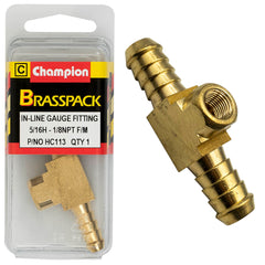 Champion - In - Line Gauge Fittings - Brass - 5/16" H to 1/8" NPT - Female | HC113