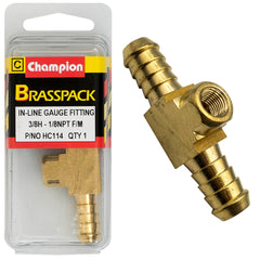 Champion - In - Line Gauge Fittings - Brass - 3/8" H to 1/8" NPT - Female | HC114
