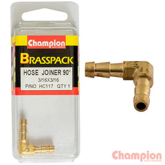 Champion - 3/16 X 3/16 90° BRASS HOSE JOINER BARB ELBOW | HC117