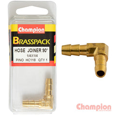 Champion - 1/4 X 1/4 90° BRASS HOSE JOINER BARB ELBOW | HC118