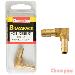 Champion -  5/16 X 1/4 90° BRASS HOSE JOINER BARB ELBOW REDUCER | HC124