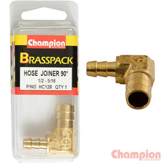 Champion - /2 X 5/16 90° BRASS HOSE JOINER BARB ELBOW REDUCER  | HC128