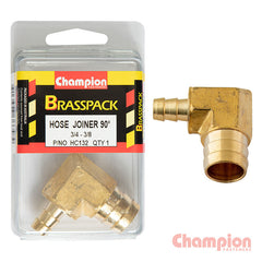 Champion - 3/4 X 3/8 90° BRASS HOSE JOINER BARB ELBOW REDUCER | HC132