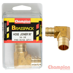 Champion - 3/4 X 5/8  90° BRASS HOSE JOINER BARB ELBOW REDUCER | HC134