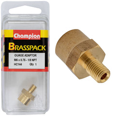 Champion - Gauge Adaptor Brass M6 x 0.75 Male - 1/8 NPT Female | HC144