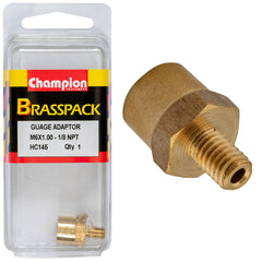 Champion - Gauge Adaptor Brass M6 x 1.00 Male - 1/8 NPT Female | HC145