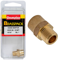 Champion - Gauge Adaptor Brass M10x1.00 Male - 1/8 NPT Female | HC147
