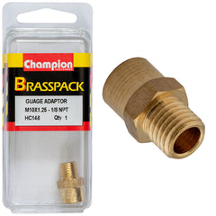 Champion - Gauge Adaptor Brass M10 x 1.25 Male - 1/8 NPT Female | HC148