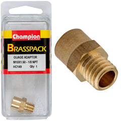 Champion - Gauge Adaptor Brass M10 x 1.50 Male - 1/8 NPT Female | HC149